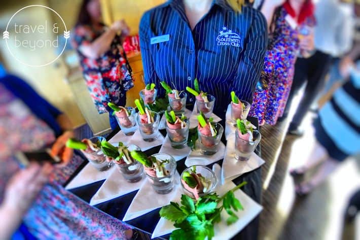 Med rare roast beef wrapped round asparagus spears, drizzled in aioli